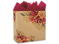 Timeless Floral Black Gift Bag, Rose 5.5x3.25x8.5, 25 Pack