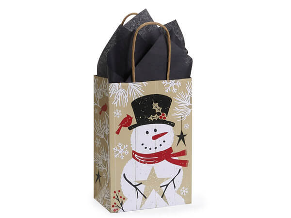 Rustic Berry Snowman Shopping Bag Rose 5.5x3.25x8.5", 250 Pack