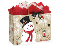 Ticking Stripe Red Paper Gift Bag, Vogue 16x6x12, 250 Pack