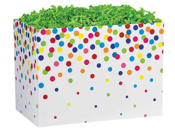 Rainbow Confetti Basket Box, Large 10.25x6x7.5", 6 Pack