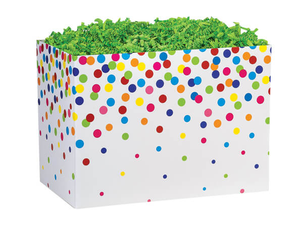 Rainbow Confetti Basket Box, Small 6.75x4x5", 6 Pack