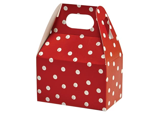 Red and White Dots Mini Gable Box, 4x2.5x2.5", 6 Pack
