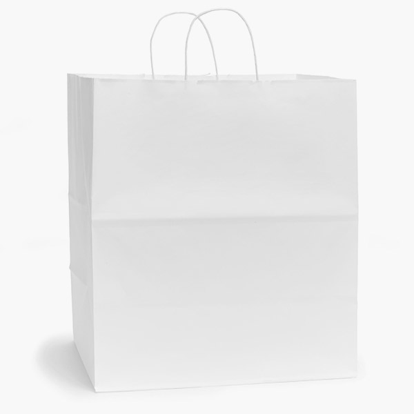 White Kraft Paper Shopping Bags, Regal 14.5x9x16", 100 Pack