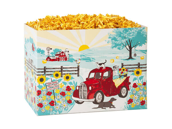 **Red Farm Truck Basket Box, Small 6.75x4x5", 6 Pack