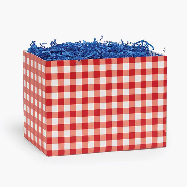 Red Gingham Basket Box, Large 10.25x6x7.5", 6 Pack