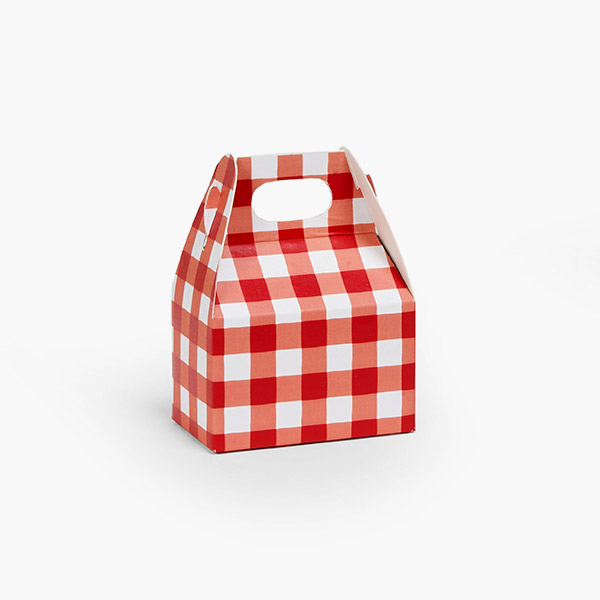 Red Gingham Mini Gable Box, 4x2.5x2.5", 6 Pack