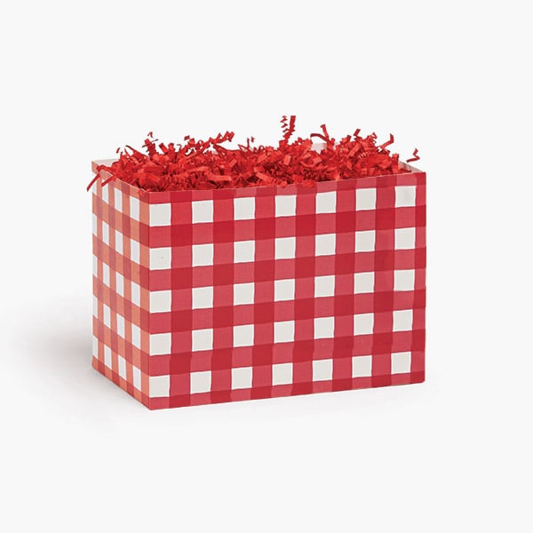 Red Gingham Basket Box, Small 6.75x4x5", 6 Pack