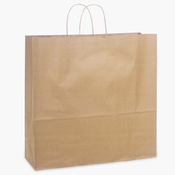 100% Recycled Kraft Paper Bags, Jumbo 18x7x18.75", 100 Pack