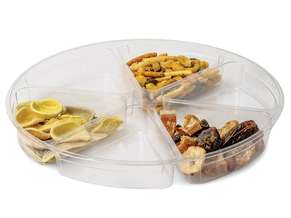 Large 48 oz Round Container Base, 6 Dividers, 9-3/4 Dia.x1-1/4 Deep