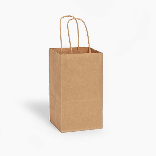 Natural Brown Kraft Shopping Bags, Rose 5.5x3.25x8.375", 100 Pack