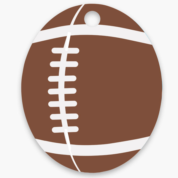 Football Oval Gloss Gift Tag, 2.5" x 3" Oval, 50 Pack