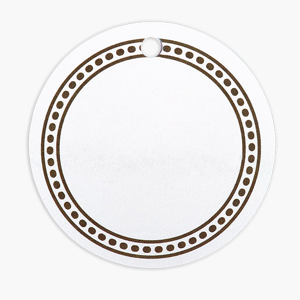 Gold Dot Border Round Gloss Gift Ta 3" Circle, 50 Pack