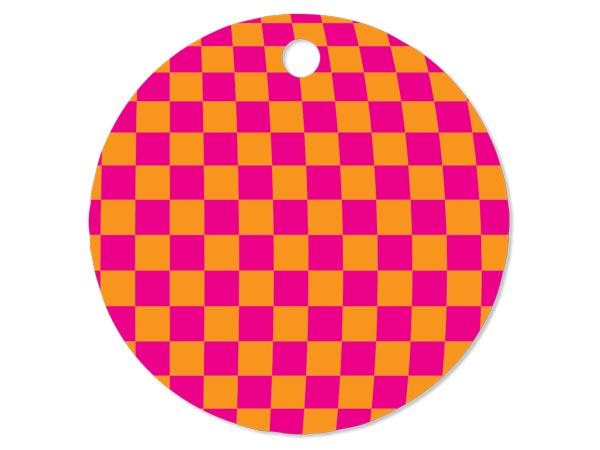 Groovy Grid Round Gloss Gift Tag 3" Circle, 50 Pack