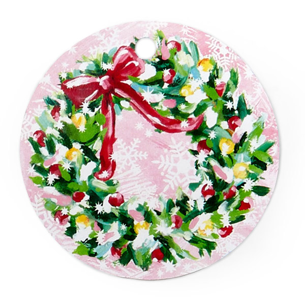 Pink Christmas Round Gift Tag, 3" Circle, 50 Pack