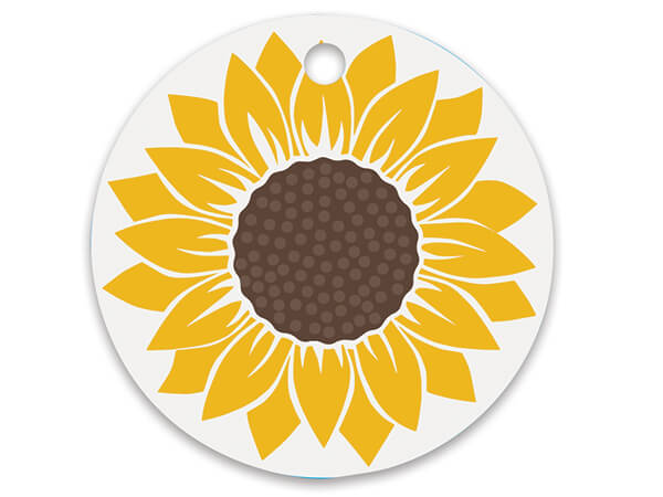 Sunflower Round Gift Tag, Gloss 3" Circle, 50 Pack