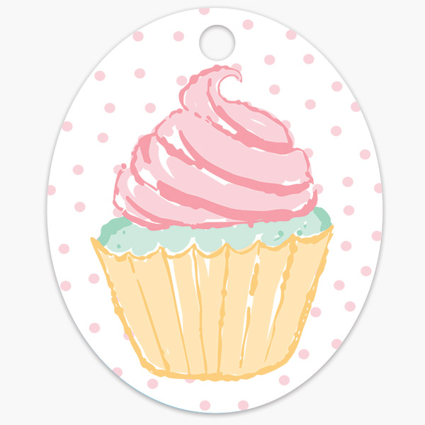 Tasty Treats Round Gloss Gift Tag, 2.5" x 3" Oval, 50 Pack