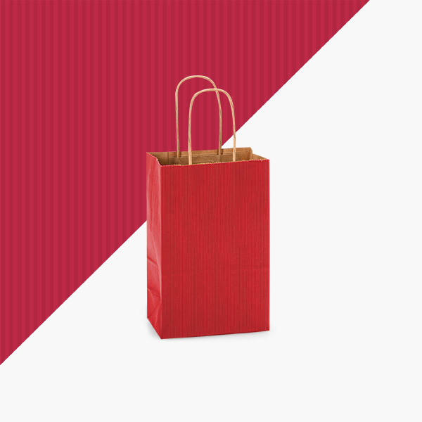 Really Red Shadow Stripe Kraft Bag, Rose 5.5x3.25x8.375", 100 Pack