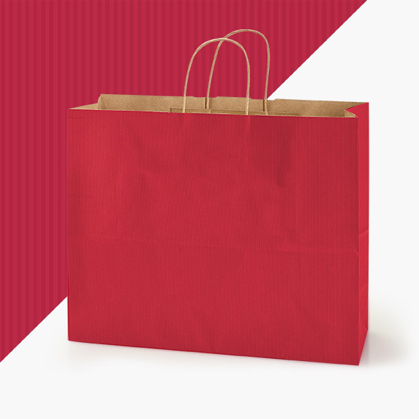 Really Red Shadow Stripe Kraft Bag, Vogue 16x6x13", 100 Pack