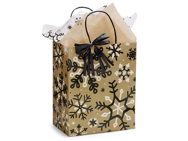 Rustic Snowflake Kraft Shopping Bag Cub 8x4.75x10.25", 250 Pack