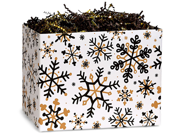 Rustic Snowflake Basket Box Large 10.25x6x7.5", 6 Pack