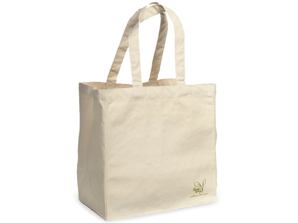 Canvas Reusable Shopping Bag Totes, Large 12.5x8.5x13.5", 10 Pack