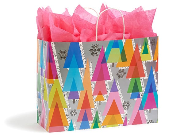 *Retro Trees Paper Gift Bag, Vogue 16x6x12", 100 Pack