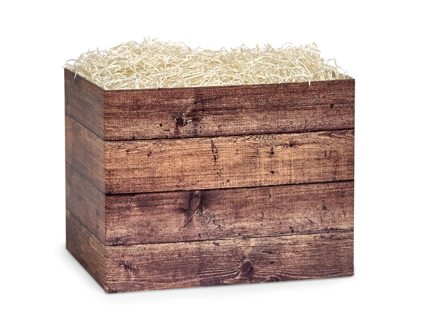 Rustic Wood Basket Box, Small 6.75x4x5", 6 Pack