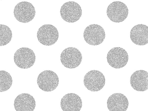 Silver Shimmer Polka Dots Foil Gift Wrap, 24" x 833', Full Ream