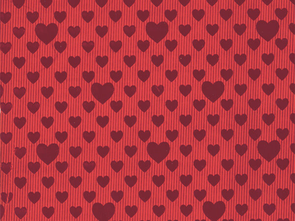 Red Foil Embossed Hearts Gift Wrap 7-3/8"x150', Jeweler's Roll