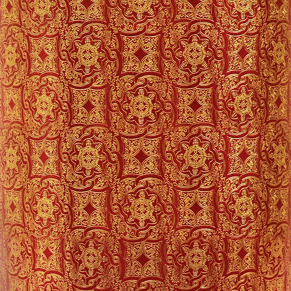 Red & Gold Medallions Gift Wrap 26" x 417', Half Ream Roll