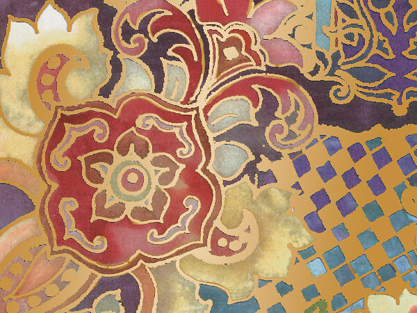 Oriental Tapestry Metallized Gift Wrap, 24" x 417', Half Ream Roll