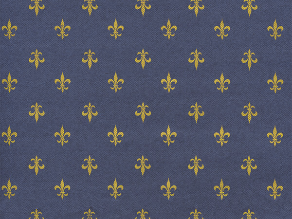 Navy Blue Fleur De Lis Wrapping Paper, 24" x 833', Full Ream Roll