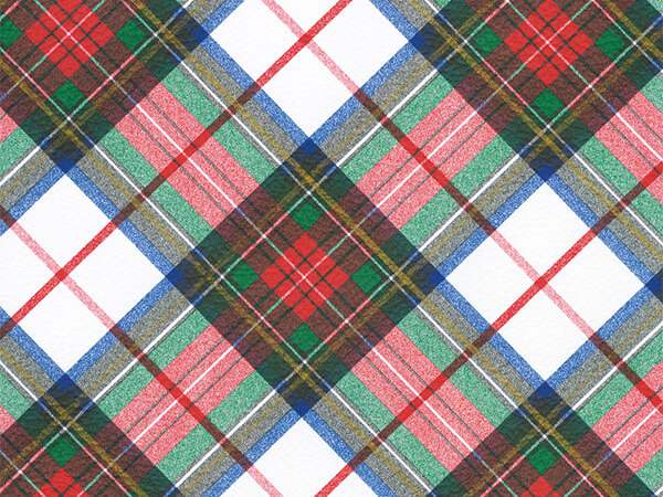 White Plaid Wrapping Paper 30" x 417', Half Ream Roll