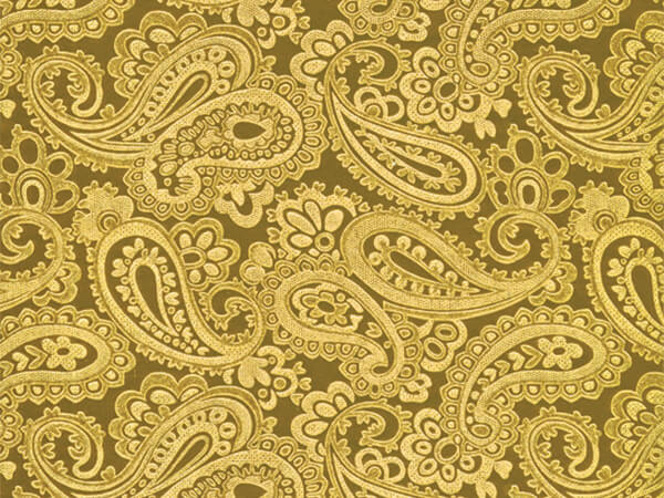Gold Embossed Paisley Gift Wrap 24" x 417', Half Ream Roll