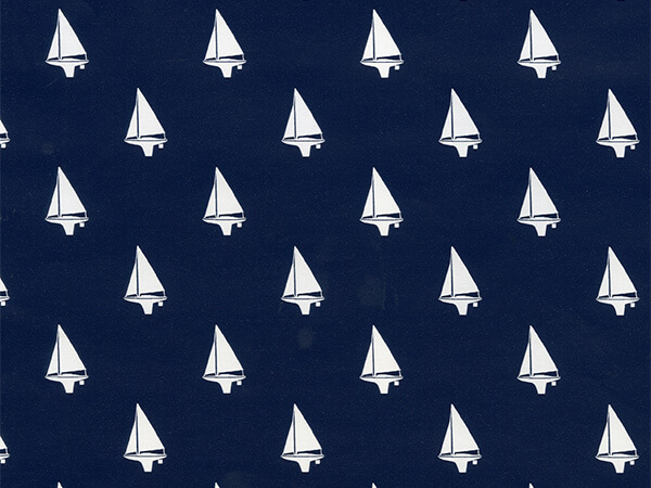 Navy Blue Sailboats Wrapping Paper 26" x 833', Full Ream Roll