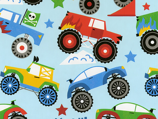 Monster Truck Wrapping Paper 24" x 417', Half Ream Roll