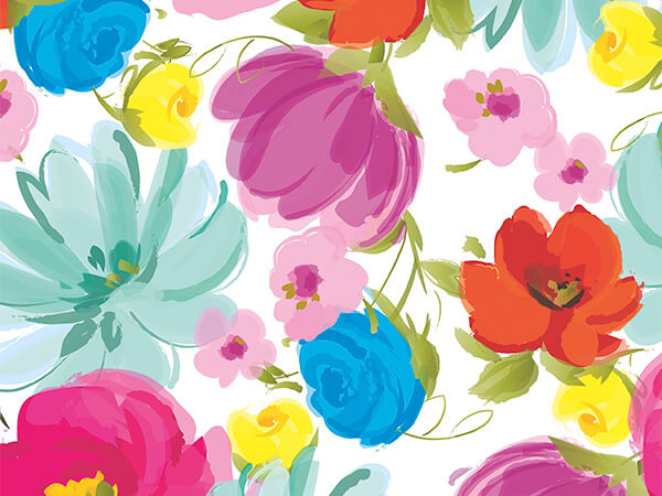 Painted Garden Wrapping Paper 30" x 833', Full Ream Roll
