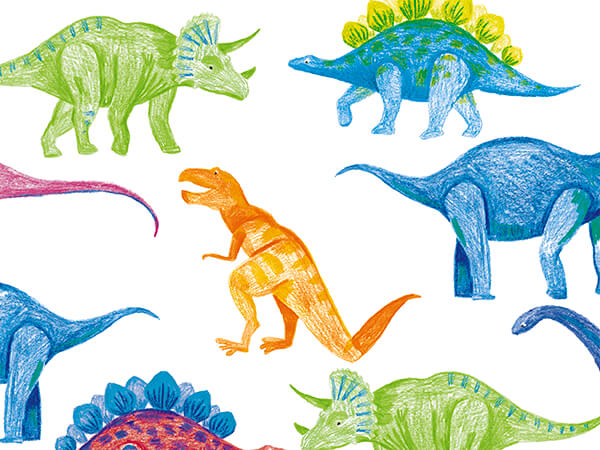 Sketchy Dinosaurs Wrapping Paper 24" x 417', Half Ream Roll