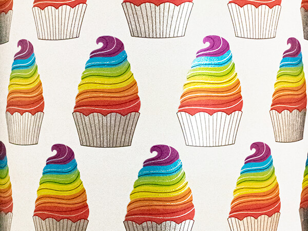 Rainbow Cupcakes Wrapping Paper 24" x 833', Full Ream Roll