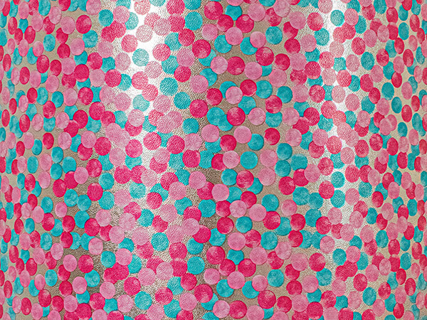 Pink and Blue Confetti Dots Gift Wrap, 30" x 417', Half Ream Roll