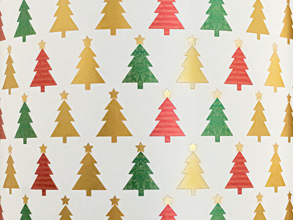 Metallic Christmas Trees Wrapping Paper, 24" x 417', Half Ream Roll