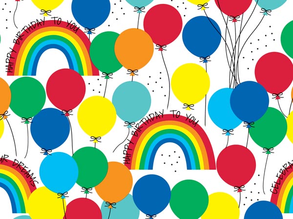 Rainbow Party Wrapping Paper 24" x 417', Half Ream Roll