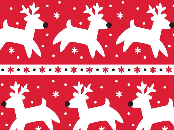 Red Reindeer Wrapping Paper 30" x 417', Half Ream Roll