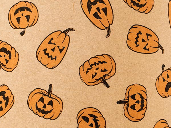 Pumpkin Patch Kraft Wrapping Paper 26" x 417', Half Ream Roll