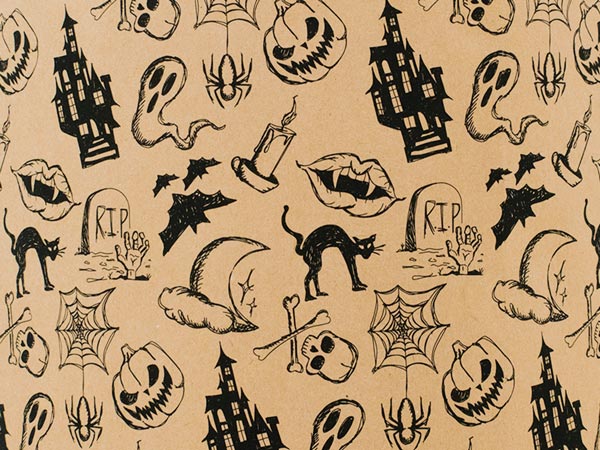 Spooky Town Kraft Wrapping Paper 30" x 833', Full Ream Roll
