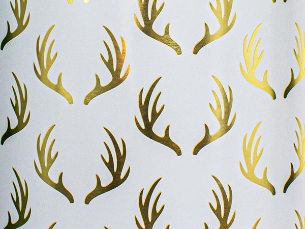 Absolutely Antlers Metallized Gift Wrap, 30" x 833', Full Ream Roll