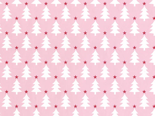 Pink Little Star Tree Gift Wrap 24" x 417', Half Ream Roll