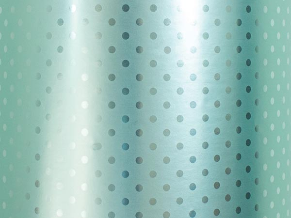Mint BB Dot Metallized Gift Wrap 30" x 833', Full Ream Roll