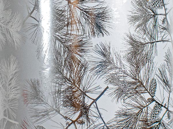 Silver Pine Boughs Metallized Gift Wrap, 24" x 833', Full Ream Roll