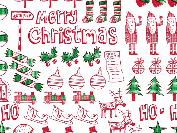 Christmas Jumble Wrapping Paper 24" x 417', Half Ream Roll